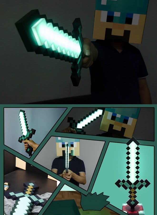 DAKS Diamond Sword USB LED Desk Night Light – 15-Inch Gaming Room Decor, Pixel Sword Lamp for Kids, Teens, and Adults, USB-Powered LED Light for Bedroom, Office, and Home Theater - Image 3