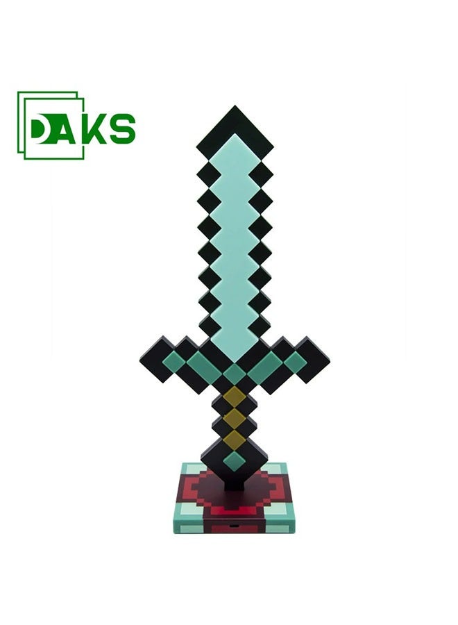 DAKS Diamond Sword USB LED Desk Night Light – 15-Inch Gaming Room Decor, Pixel Sword Lamp for Kids, Teens, and Adults, USB-Powered LED Light for Bedroom, Office, and Home Theater - Image 2