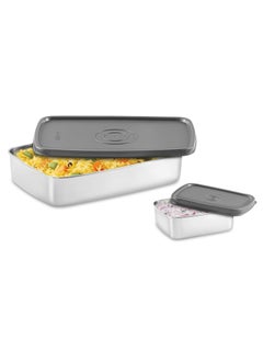 Milton MILTON Steel Pro Lunch Sr. Stainless Steel Container, set of 2 (1020ml, 195ml) Grey  - Image 1