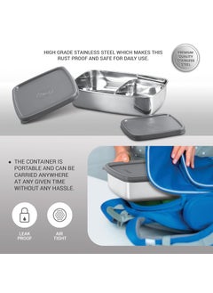 Milton MILTON Steel Pro Lunch Sr. Stainless Steel Container, set of 2 (1020ml, 195ml) Grey  - Image 4
