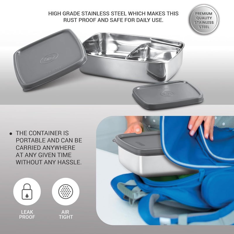 Milton MILTON Steel Pro Lunch Sr. Stainless Steel Container, set of 2 (1020ml, 195ml) Grey  - Image 4
