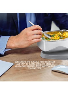 Milton MILTON Steel Pro Lunch Sr. Stainless Steel Container, set of 2 (1020ml, 195ml) Grey  - Image 3