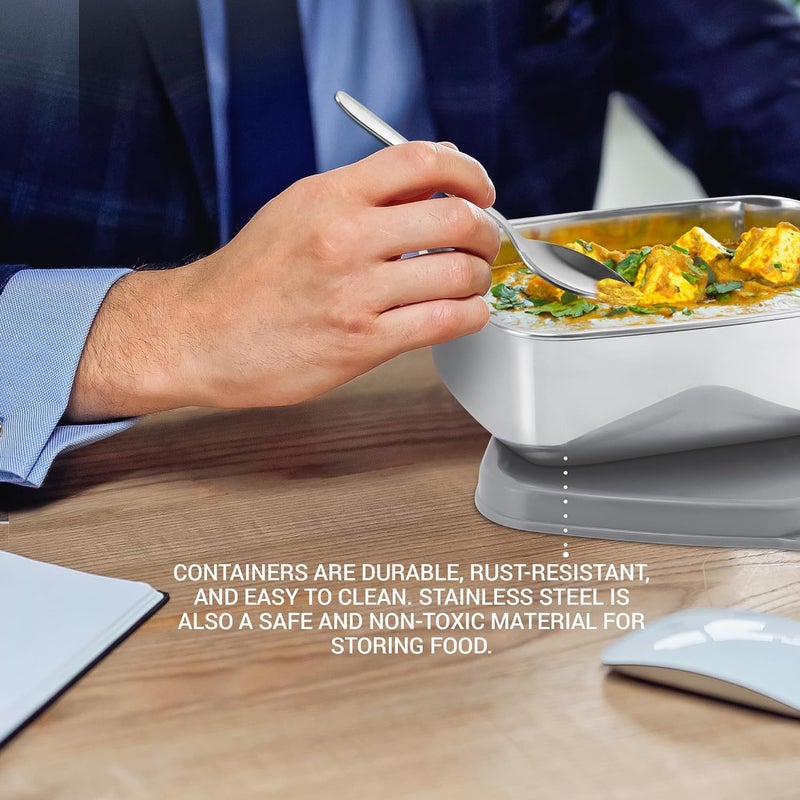 Milton MILTON Steel Pro Lunch Sr. Stainless Steel Container, set of 2 (1020ml, 195ml) Grey  - Image 3