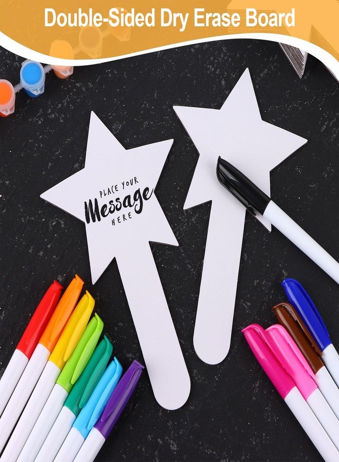 Yiphates 50 Pieces Star Shape Dry Erase Answer Paddles Handheld Double Sided Paddles Mini White Boards Small Dry Erase Board Auction Paddles for Students Teacher Classroom Bidding Voting Score Boards - Image 4