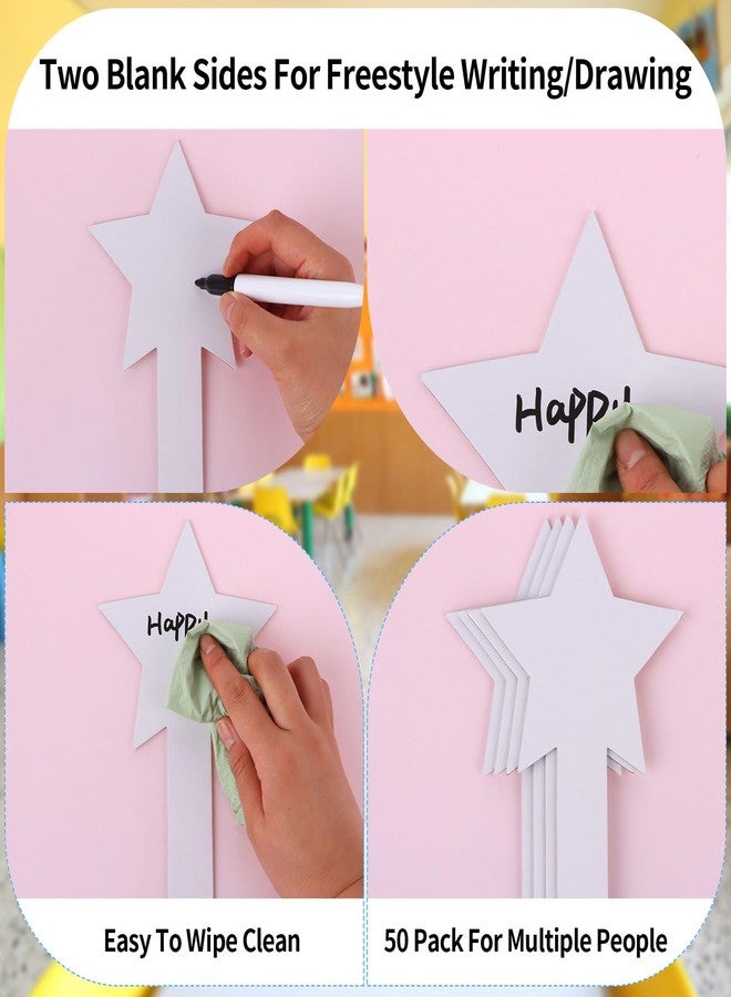 Yiphates 50 Pieces Star Shape Dry Erase Answer Paddles Handheld Double Sided Paddles Mini White Boards Small Dry Erase Board Auction Paddles for Students Teacher Classroom Bidding Voting Score Boards - Image 3