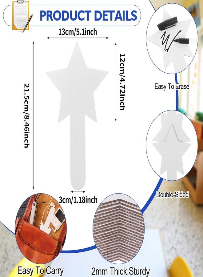 Yiphates 50 Pieces Star Shape Dry Erase Answer Paddles Handheld Double Sided Paddles Mini White Boards Small Dry Erase Board Auction Paddles for Students Teacher Classroom Bidding Voting Score Boards - Image 2