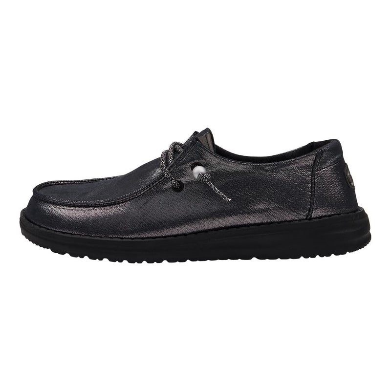 HEYDUDE Women's Wendy Metallic Shine Black/Black Size 6 | Women's Shoes | Women Slip-on Loafers | Comfortable & Light-Weight - Image 1