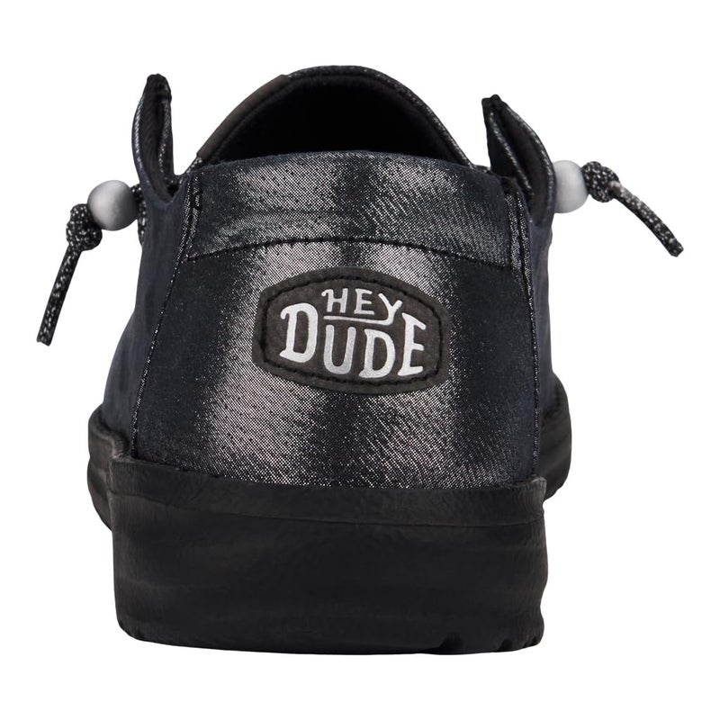 HEYDUDE Women's Wendy Metallic Shine Black/Black Size 6 | Women's Shoes | Women Slip-on Loafers | Comfortable & Light-Weight - Image 4