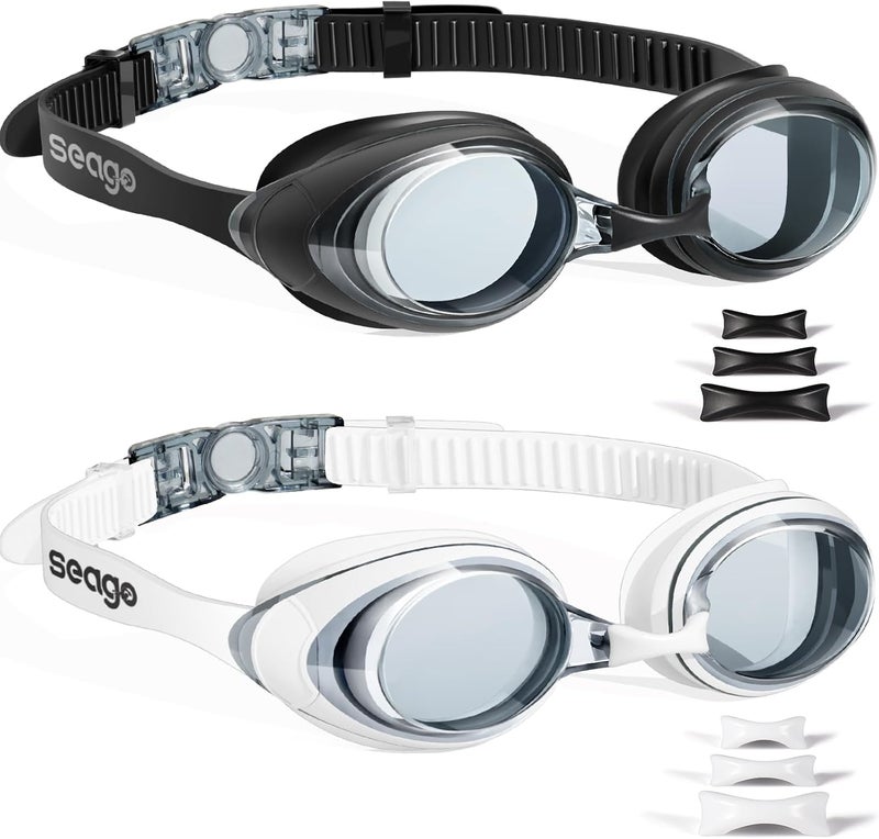Seago Swimming Goggles 2 Pack Anti-fog Anti-UV Silicone Swim Goggles Adult Women Men - Image 1