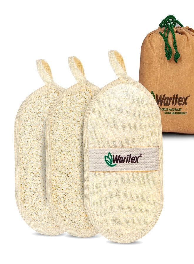 Waritex Egyptian Loofah Exfoliating Body Scrubber with Hand Strap, Oval Shower Pads Made from Natural Egyptian Loofah Fibers, Gentle Cleansing for Face and Body, for Men and Women 3 Count (1 Pack) - Image 1