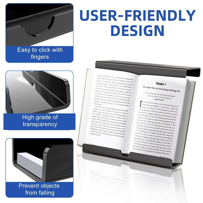 Qsxou Treadmill Tablet Holder, Exercise Bike Reading Stand, Acrylic Book Holder, Black Acrylic Stand for Tablet, Magazines and Booksï¼ˆ8.5 x 9.5 x 2.8 Inchesï¼‰ - Image 4