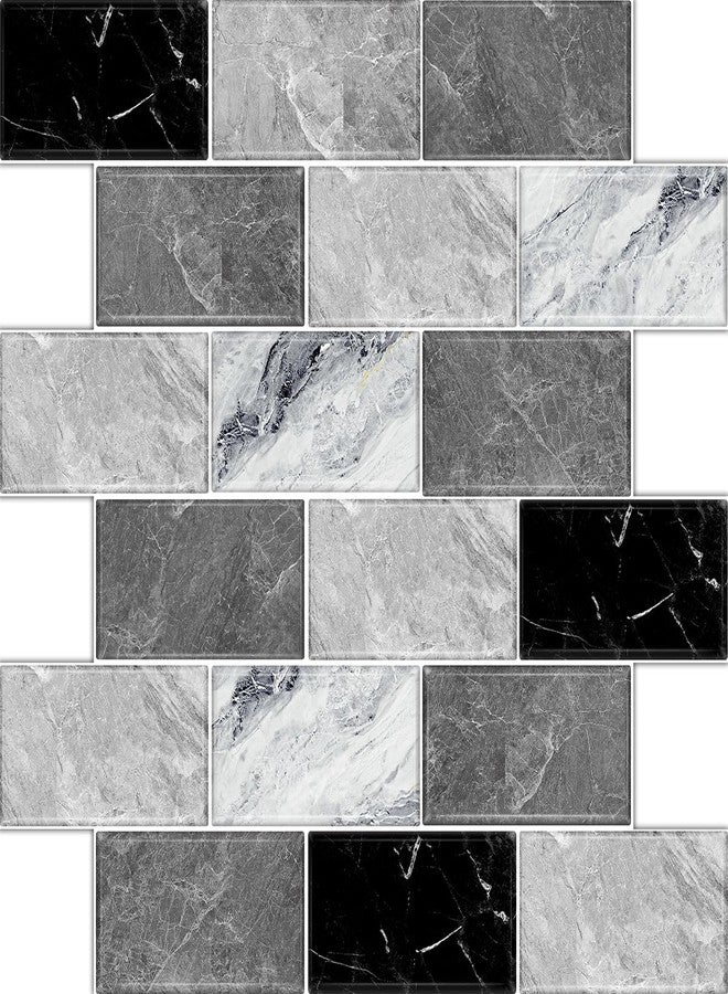 BSABSAQAA 10 Sheets Peel and Stick Backsplash for Kitchen 12"X12" Back Splash Adhesive Subway Wall Tile Sticker for Bathroom on Renter Friendlyn Marble (Grey Marble) - Image 1