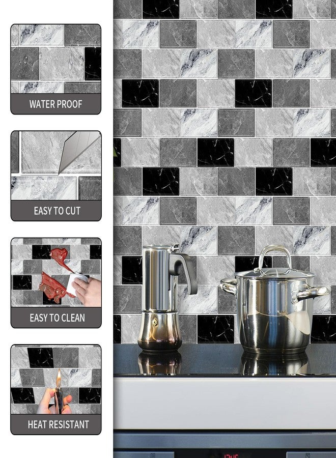 BSABSAQAA 10 Sheets Peel and Stick Backsplash for Kitchen 12"X12" Back Splash Adhesive Subway Wall Tile Sticker for Bathroom on Renter Friendlyn Marble (Grey Marble) - Image 4