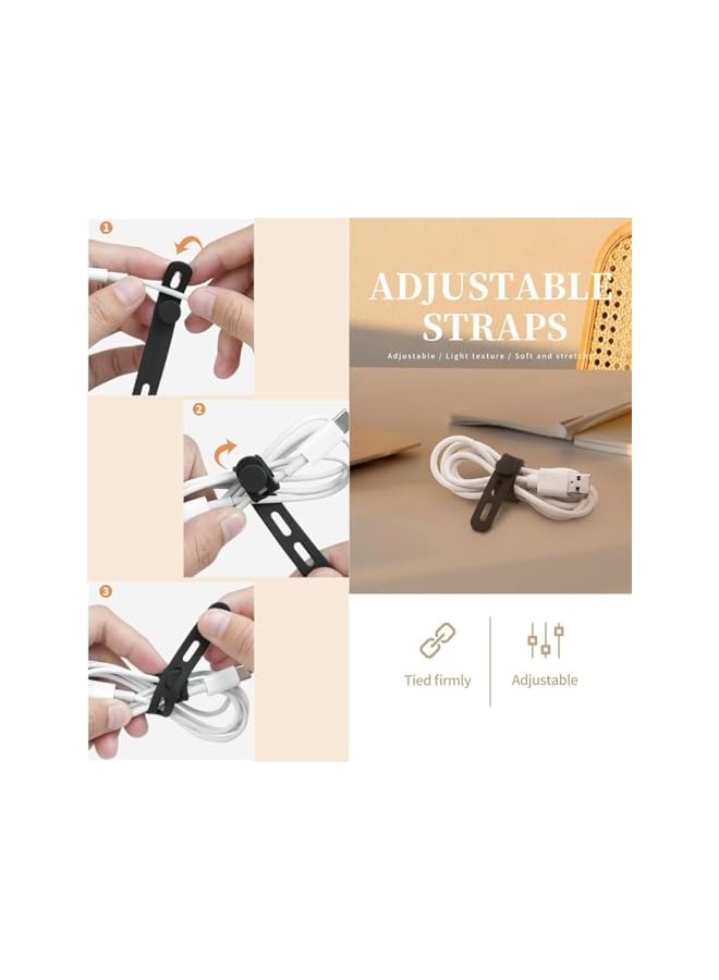 Green Tiger 12Pack Silicone Cable Ties Cord Organizer Wrap -Reusable Washable Wire Ties Management with Lock Buckle, Elastic Adjustable Charger Cable Strap Tie, Electrical Cord Keeper for Travel Home - Image 3