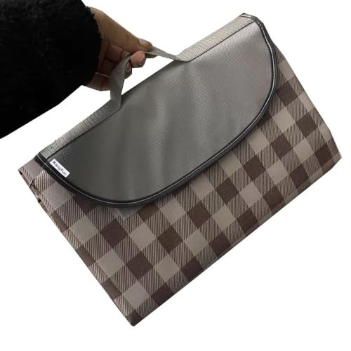 PUPOPIK Outdoor Picnic Blanket, Foldable Waterproof Sand Beach Mat,Large 80x60in Beach Camping Hiking Travel Family Concerts Portable Beach Blankets (Brown) - Image 2