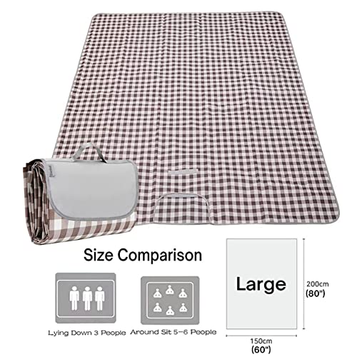 PUPOPIK Outdoor Picnic Blanket, Foldable Waterproof Sand Beach Mat,Large 80x60in Beach Camping Hiking Travel Family Concerts Portable Beach Blankets (Brown) - Image 5