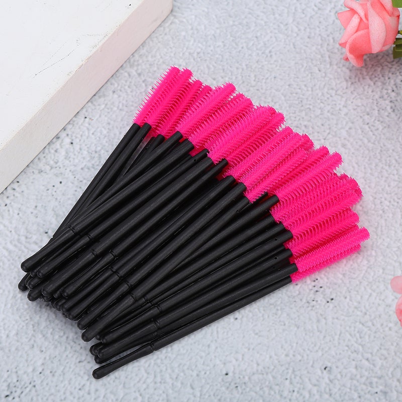 50Pcs/Set Disposable Eyelash Brush Makeup Brushes Mascara Applicator Beauty ToolRose Red - Image 4