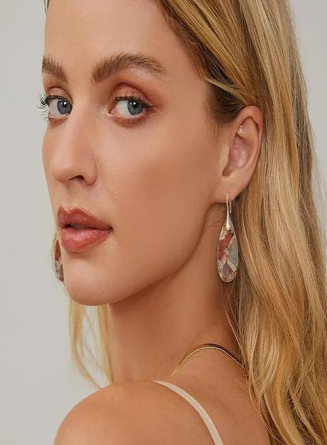 Wovanoo Natural Stone Earrings Waterdrop Stone Dangle Earrings for Women, alloy - Image 2
