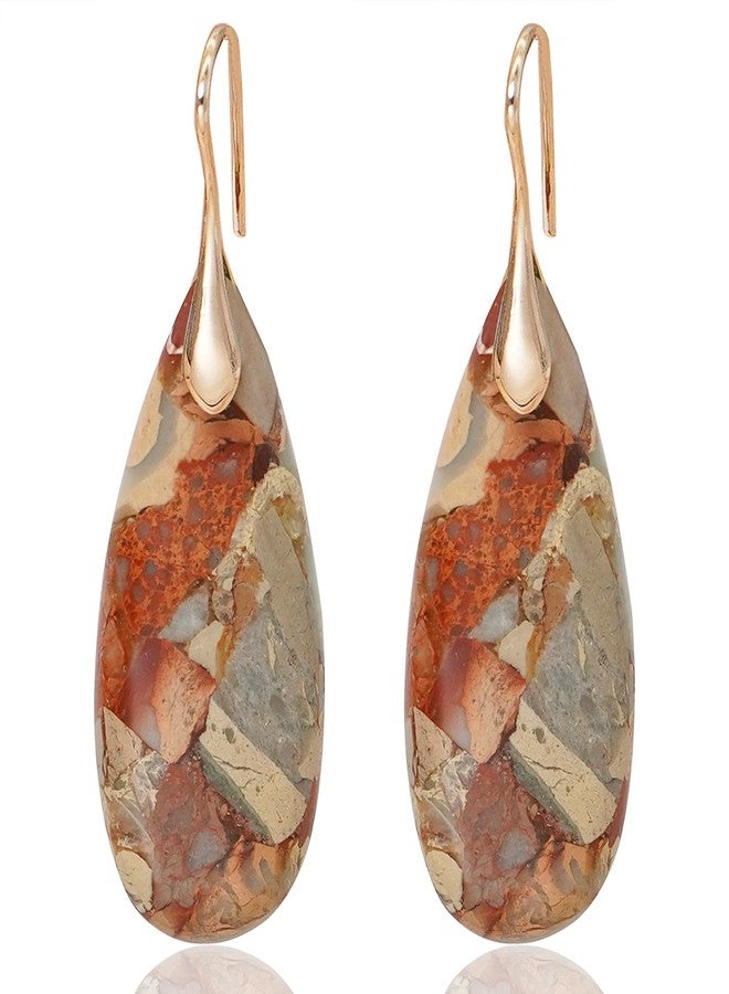 Wovanoo Natural Stone Earrings Waterdrop Stone Dangle Earrings for Women, alloy - Image 1