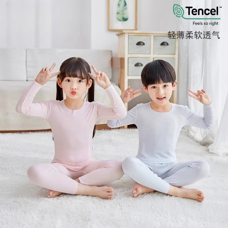 Children'S Modal Autumn Thin Long Johns For Boys And Girls, Seamless Baby Base Layer Homewear Underwear Set - Image 3