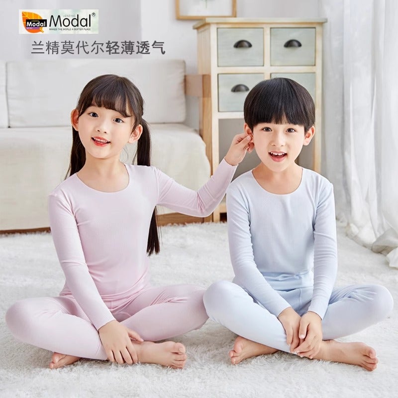 Children'S Modal Autumn Thin Long Johns For Boys And Girls, Seamless Baby Base Layer Homewear Underwear Set - Image 2
