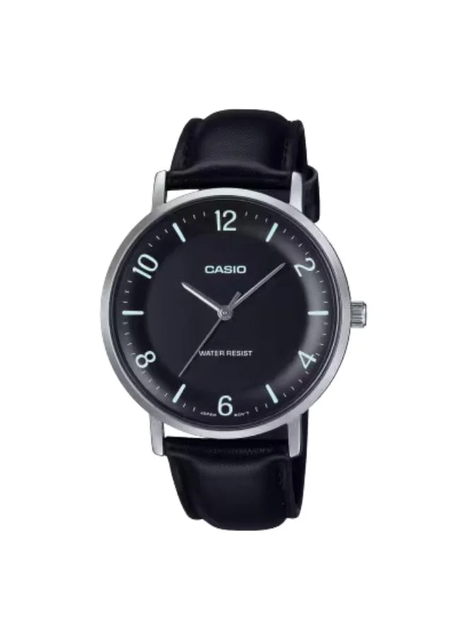 CASIO Men's Analog Display Watch With Black Leather Strap - MTP-VT03L-1BDF