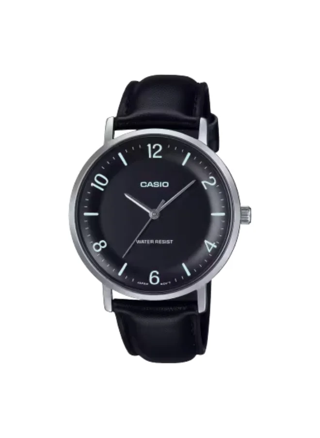 كاسيو Men's Leather Analog Watch MTP-VT03L-1BDF - 40 mm