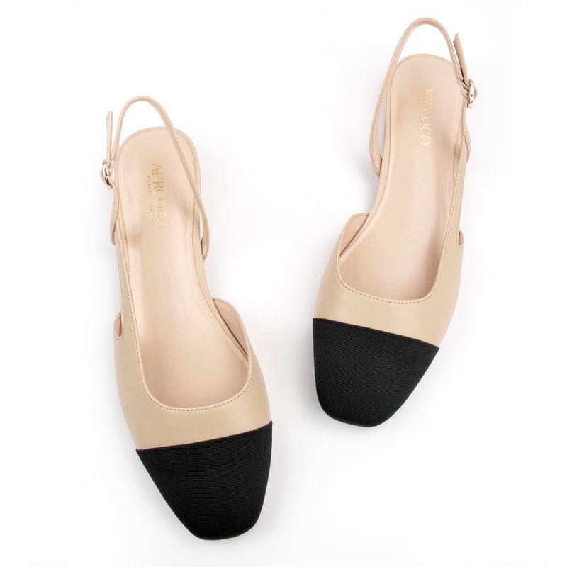 AprCoco Slingback Flats for Women 2.0 Square Toe Two Toned Flats Wedding Shoes Low Heel Shoes for Women,Size 10ï¼ŒNude - Image 1