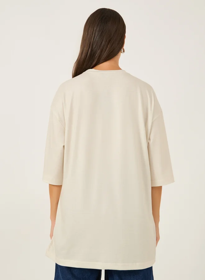 Styli Graphic Print Short Sleeve Oversized T-Shirt