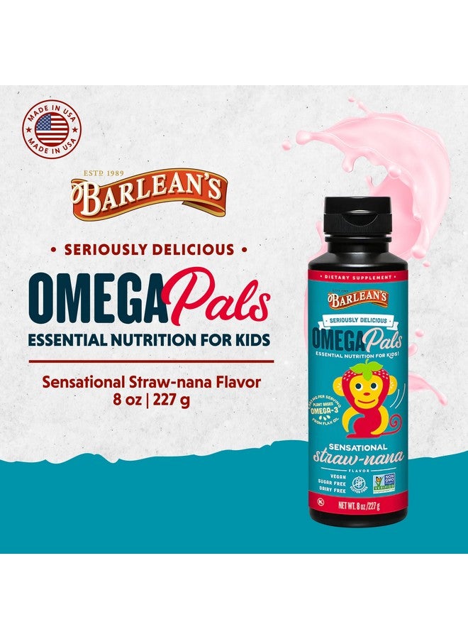 Barlean's Omega Pals Omega 3 for Kids, Yummy Straw-Nana Flavored Children's Liquid Flax Seed Oil Supplement with 1,483 mg ALA, Non-GMO, Vegan Brain and Eye Health, 8 oz - Image 2