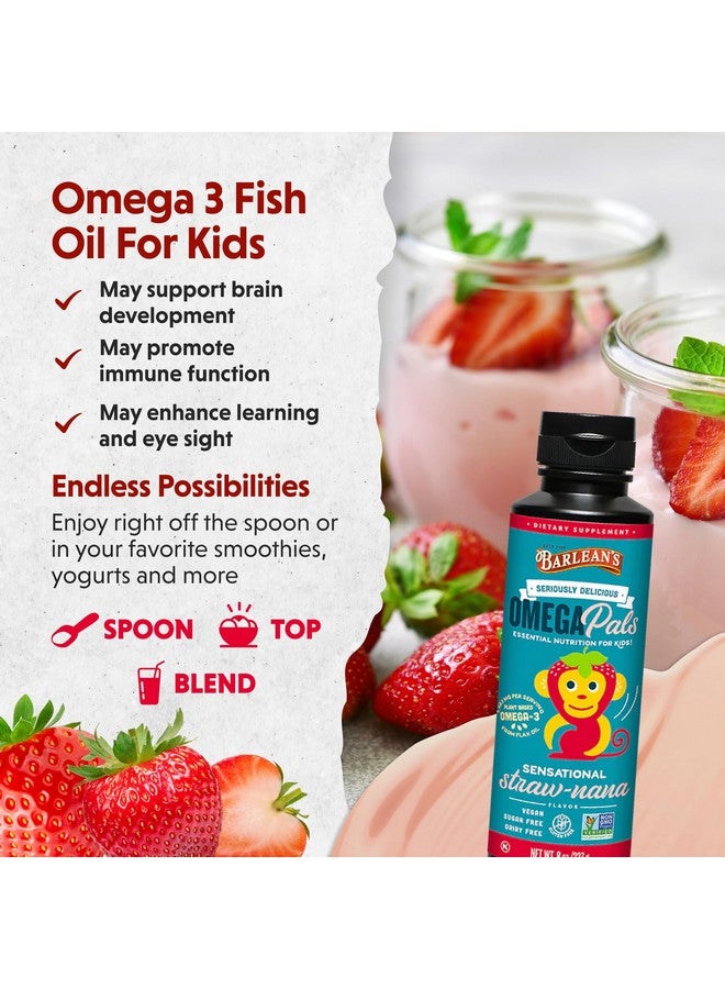 Barlean's Omega Pals Omega 3 for Kids, Yummy Straw-Nana Flavored Children's Liquid Flax Seed Oil Supplement with 1,483 mg ALA, Non-GMO, Vegan Brain and Eye Health, 8 oz - Image 3