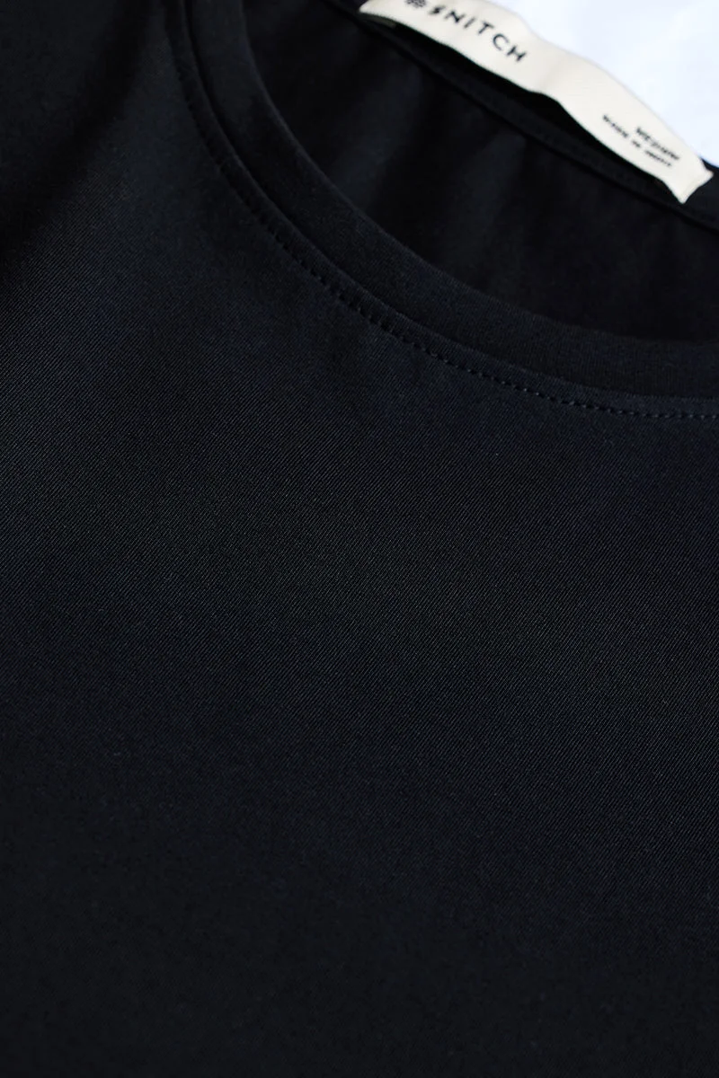 SNITCH Slim Fit 4-Way Stretch Black T-Shirt