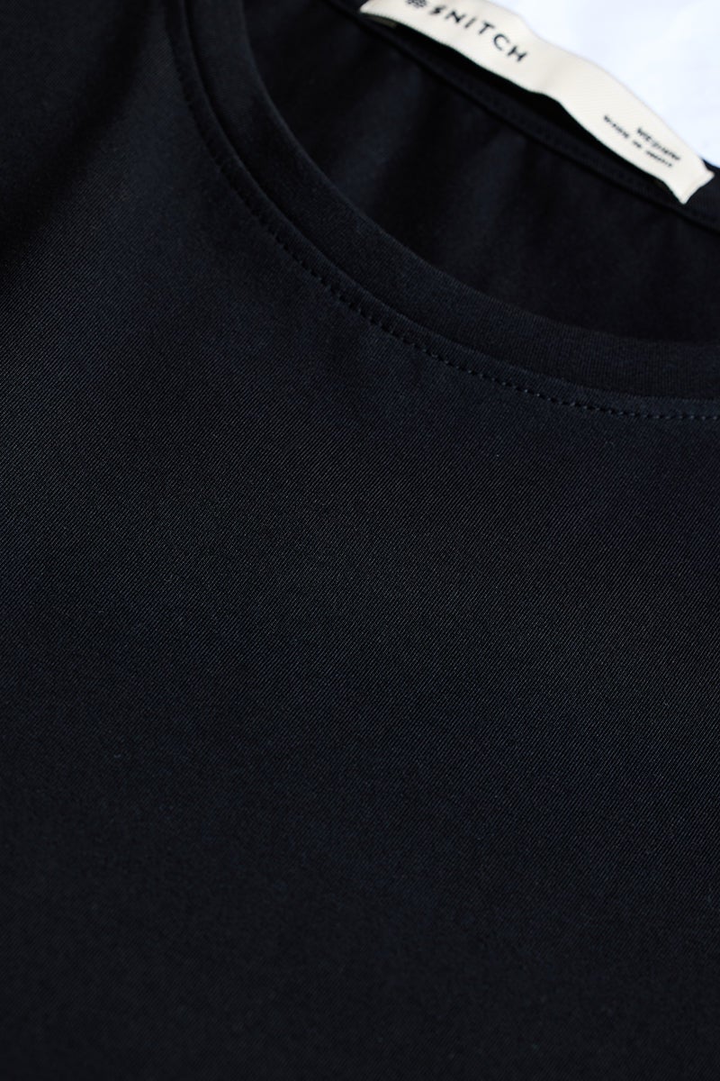 SNITCH Slim Fit 4-Way Stretch Black T-Shirt - Image 3