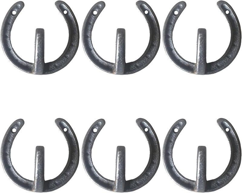 6 قطع من خطافات حدوة الحصان الحديدية الزهرية الرمادية، شماعات حائطية للمعاطف والقبعات، ديكور منزل ريفي - Image 2