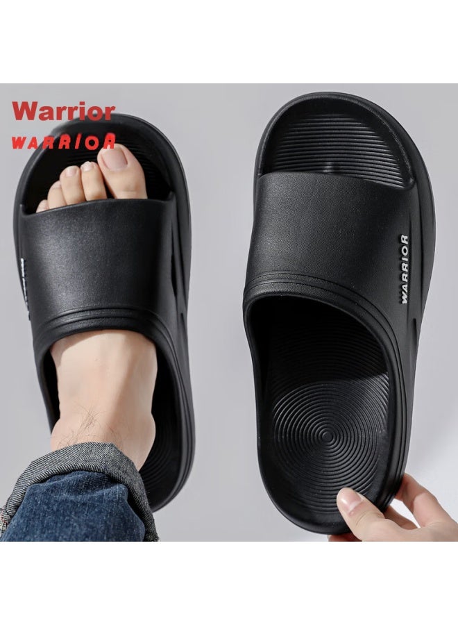 Pull Back Warrior رجالية رياضية حمام داخلية وخارجية مانعة للانزلاق نعال سميكة خفاقات Hl0273 أسود المقاس 42-43 - Image 1