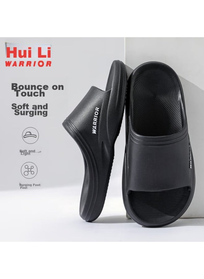 Pull Back Warrior رجالية رياضية حمام داخلية وخارجية مانعة للانزلاق نعال سميكة خفاقات Hl0273 أسود المقاس 42-43 - Image 2