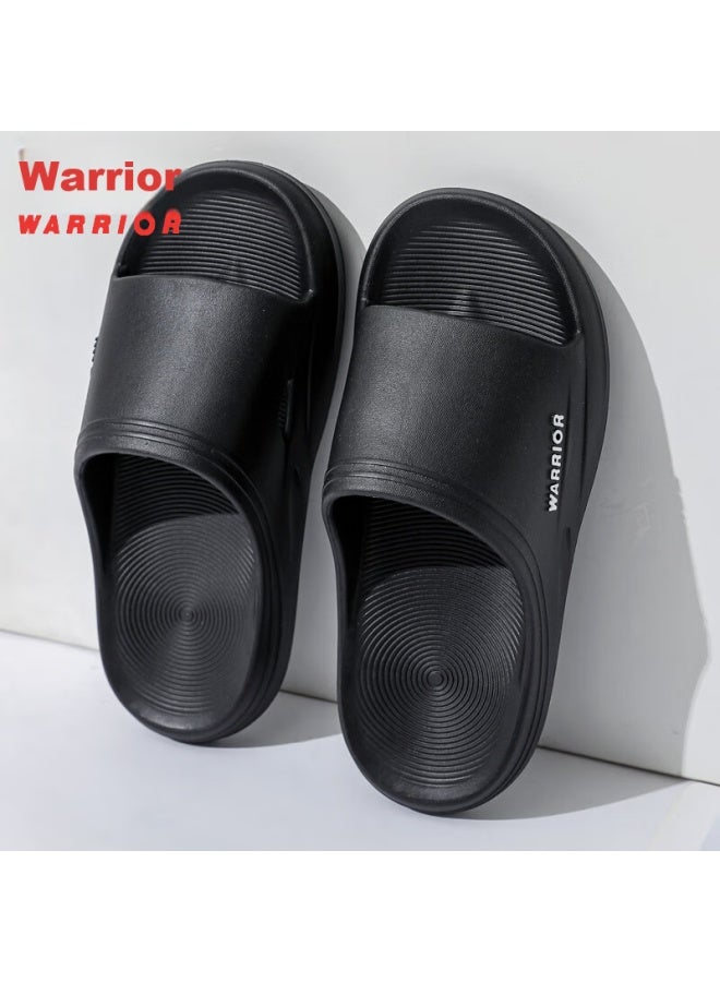 Pull Back Warrior رجالية رياضية حمام داخلية وخارجية مانعة للانزلاق نعال سميكة خفاقات Hl0273 أسود المقاس 42-43 - Image 3