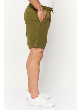Jack Jones Men Textured Drawstring Basic Shorts, Olive  - Image 3
