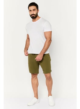 Jack Jones Men Textured Drawstring Basic Shorts, Olive  - Image 2