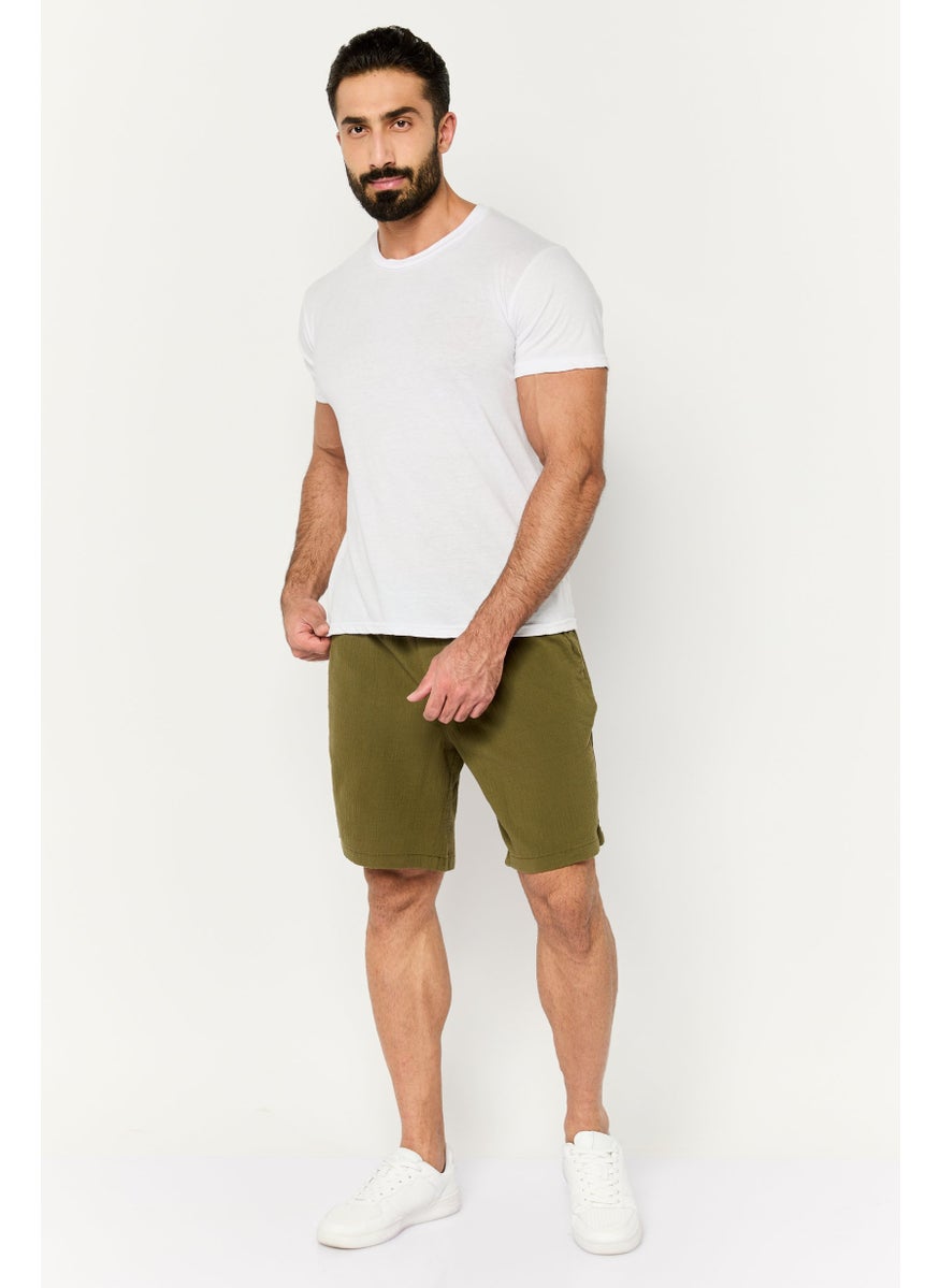 Jack Jones - Men Textured Drawstring Basic Shorts, Olive - Image 1
