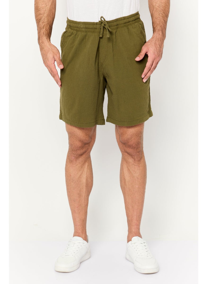 Jack Jones - Men Textured Drawstring Basic Shorts, Olive - Image 1