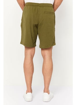 Jack Jones Men Textured Drawstring Basic Shorts, Olive  - Image 4