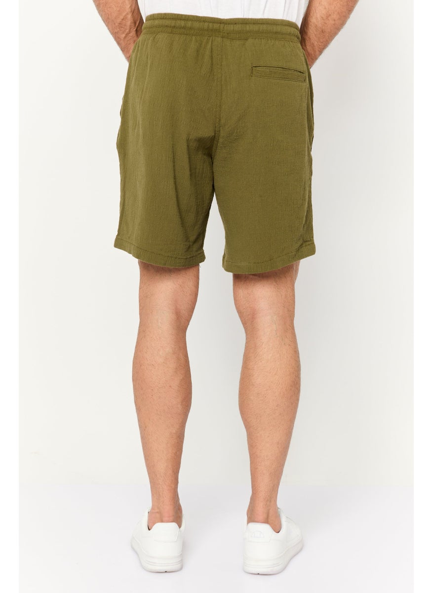 Jack Jones - Men Textured Drawstring Basic Shorts, Olive - Image 1