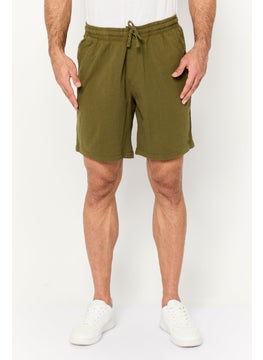 Jack Jones Men Textured Drawstring Basic Shorts, Olive  - Image 1