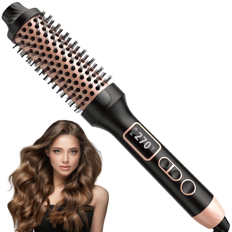 NONK Thermal Brush 1.5", Thermal Round Curling Brush, Long Lasting Universal Voltage Heated Curling Iron for All Hair, Tourmaline Ceramic,Curling Iron with 5 Temperature Control, Rose Gold - Image 1