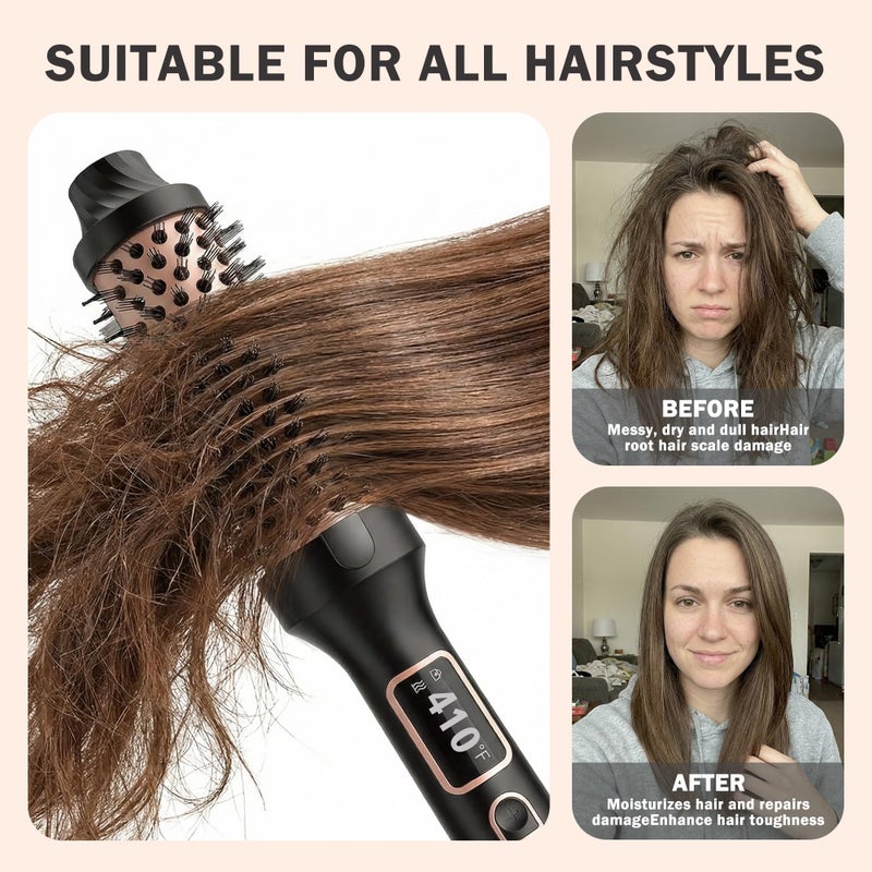 NONK Thermal Brush 1.5", Thermal Round Curling Brush, Long Lasting Universal Voltage Heated Curling Iron for All Hair, Tourmaline Ceramic,Curling Iron with 5 Temperature Control, Rose Gold - Image 3