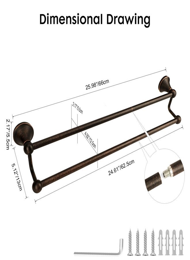 Ntipox Antique Bathroom Double Towel Bar Oil Rubbed Bronze, 24 Inch Towel Racks for Bathroom Wall Mounted,Bathroom Towel Holder Bronze,Two Towel Rod Hanger for Hotel - Image 2