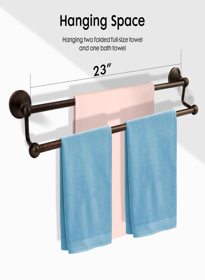 Ntipox Antique Bathroom Double Towel Bar Oil Rubbed Bronze, 24 Inch Towel Racks for Bathroom Wall Mounted,Bathroom Towel Holder Bronze,Two Towel Rod Hanger for Hotel - Image 3