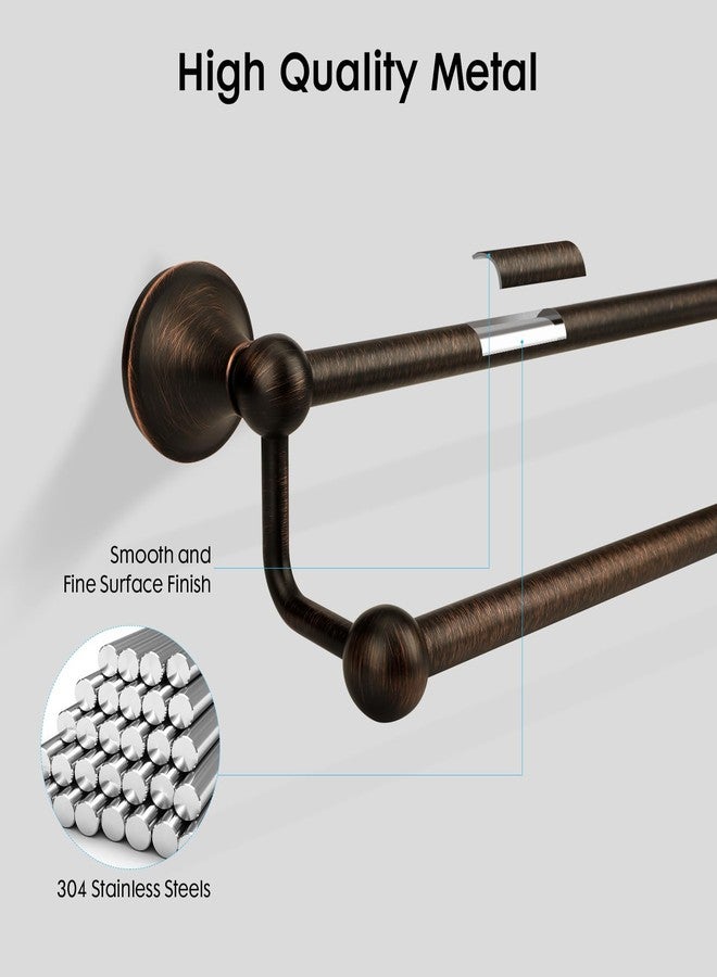 Ntipox Antique Bathroom Double Towel Bar Oil Rubbed Bronze, 24 Inch Towel Racks for Bathroom Wall Mounted,Bathroom Towel Holder Bronze,Two Towel Rod Hanger for Hotel - Image 5