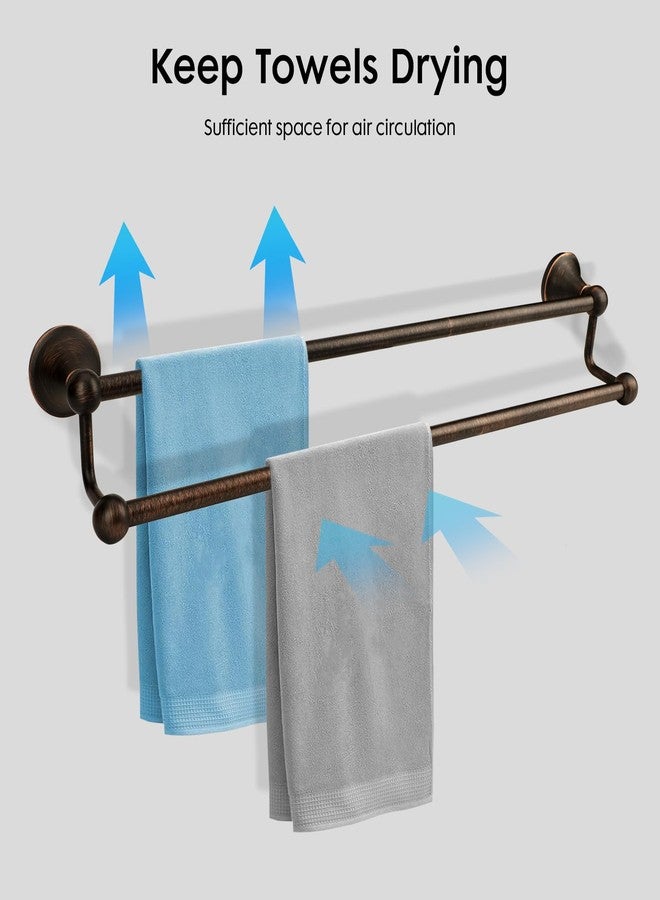 Ntipox Antique Bathroom Double Towel Bar Oil Rubbed Bronze, 24 Inch Towel Racks for Bathroom Wall Mounted,Bathroom Towel Holder Bronze,Two Towel Rod Hanger for Hotel - Image 4